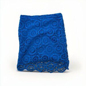 Jack by BB Dakota Adorable Blue Crochet Skirt Size 2 Fully Lined Side Zip
